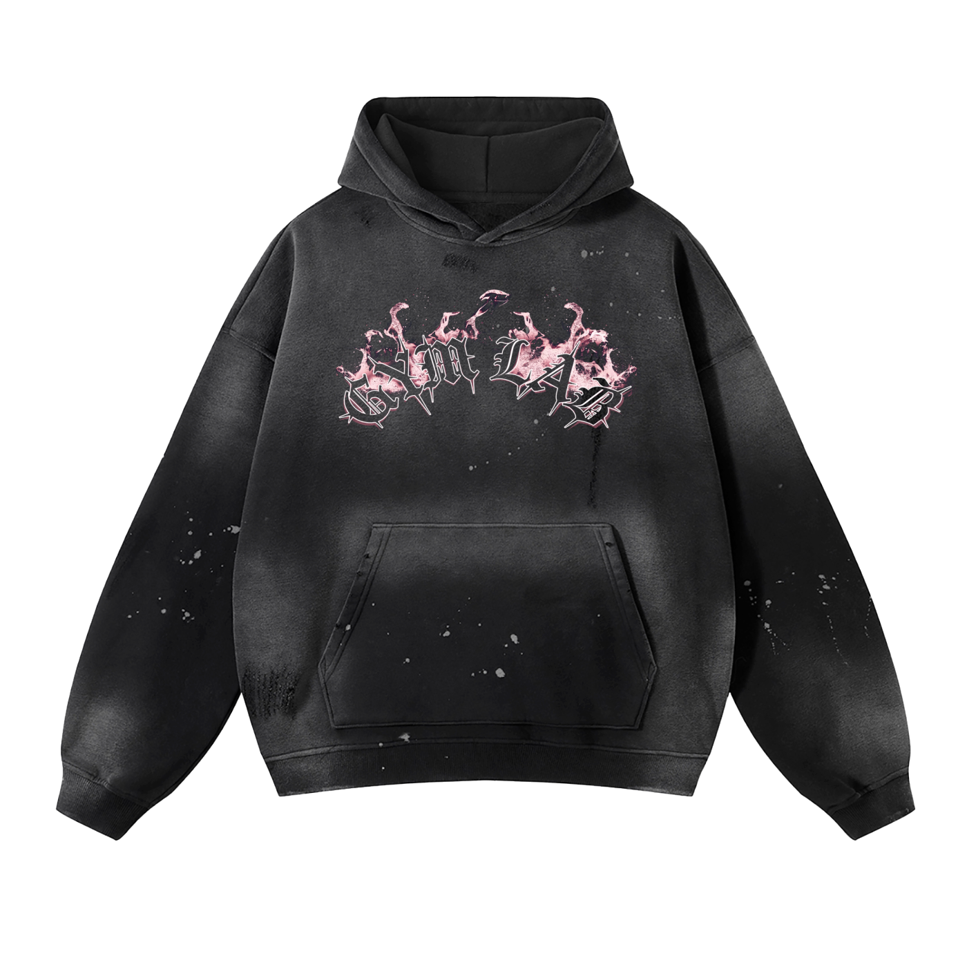 Vintage Wash Frayed Fleece Hoodie - 360 GSM